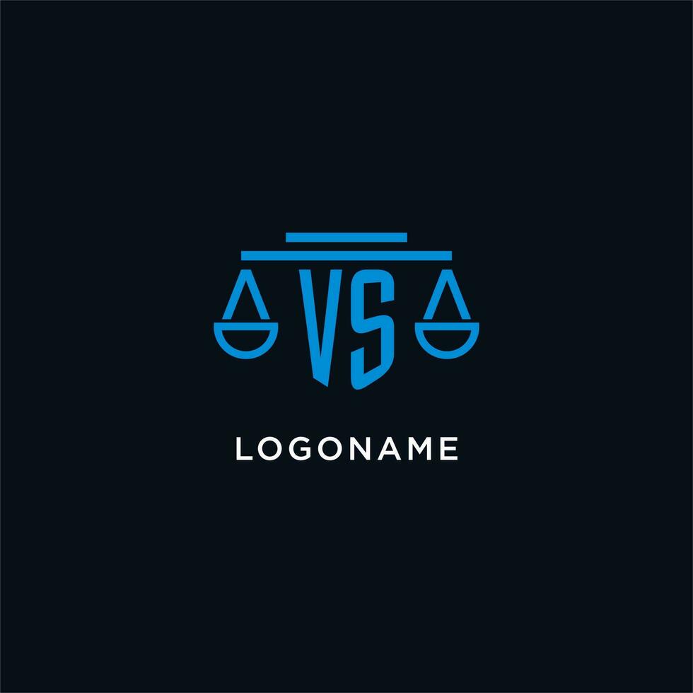 VS monogram initial logo with scales of justice icon design inspiration vector