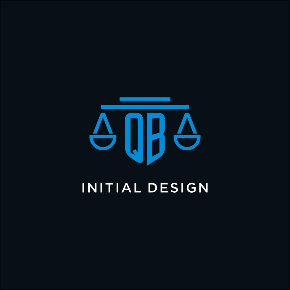 qb monograma inicial logo con escamas de justicia icono diseño inspiración vector