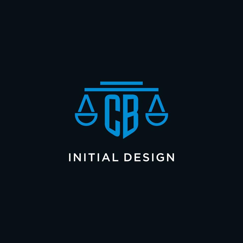 CB monogram initial logo with scales of justice icon design inspiration vector