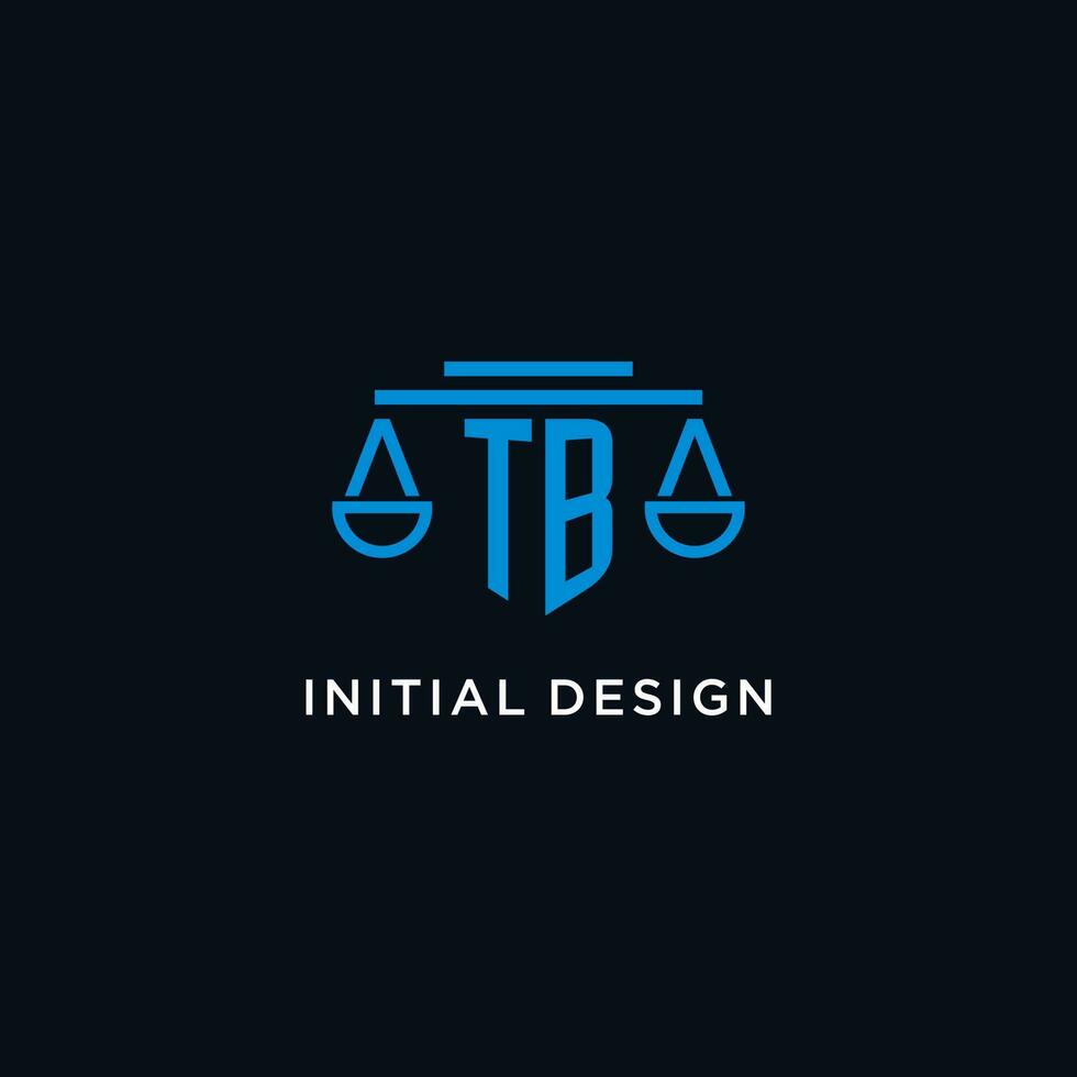 TB monogram initial logo with scales of justice icon design inspiration vector