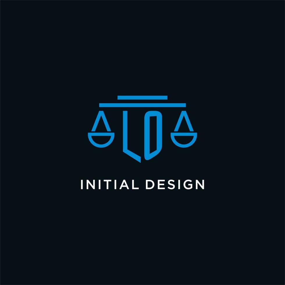 lo monograma inicial logo con escamas de justicia icono diseño inspiración vector