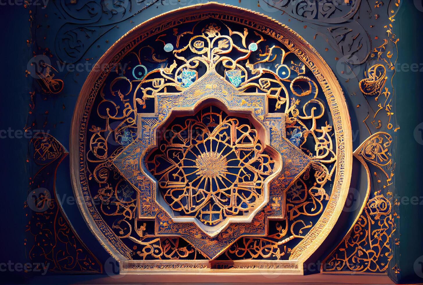 Islamic decoration pattern interior background. Art and decorative concept. Digital art fantasy illustration. photo