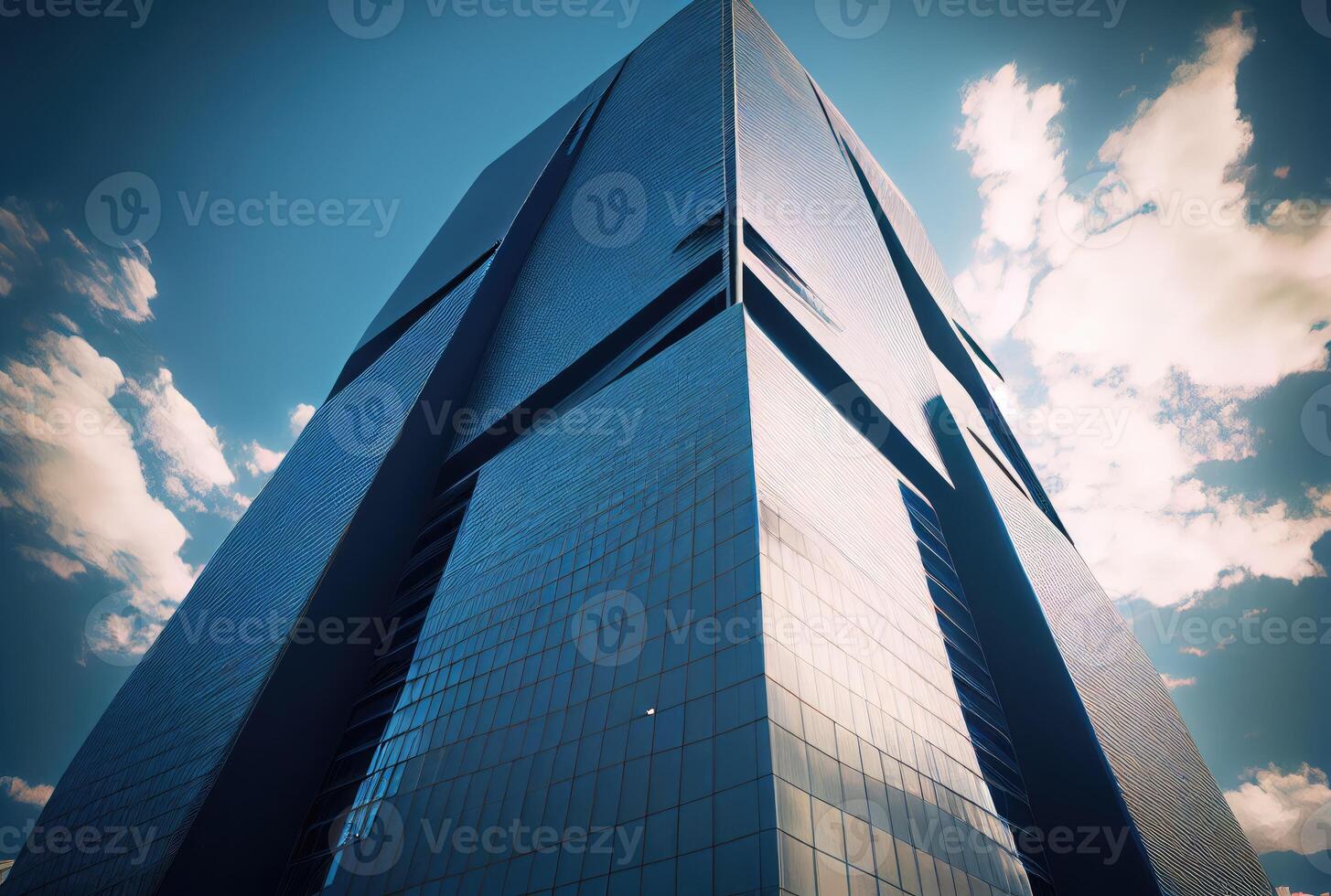 Skyscrapers with blue sky and cloud background. Building and architecture concept. Digital art illustration. photo