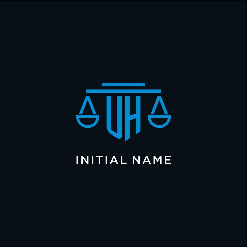 UH monogram initial logo with scales of justice icon design inspiration vector