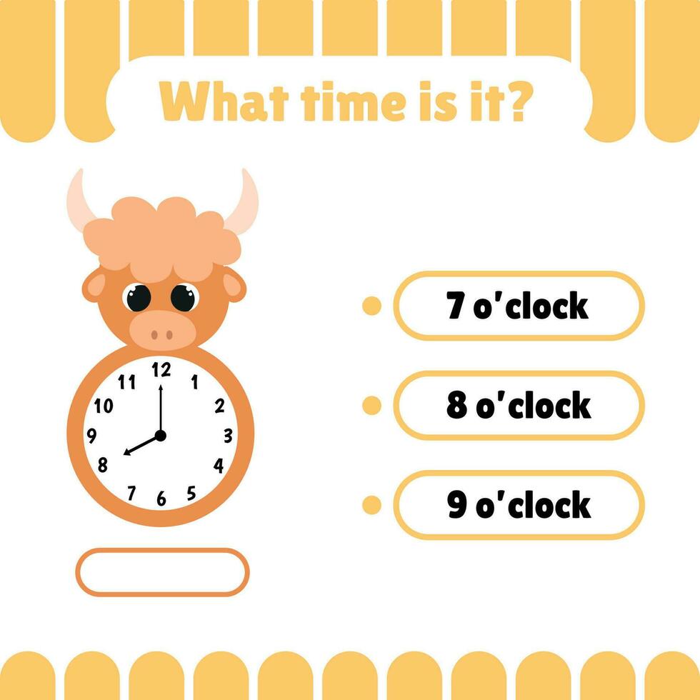 Learning time game on the clock. vector