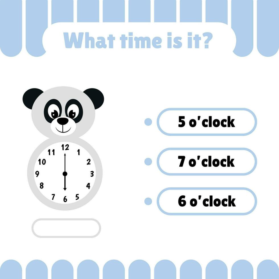 Educational worksheets for kids with clock. Learning time game on the