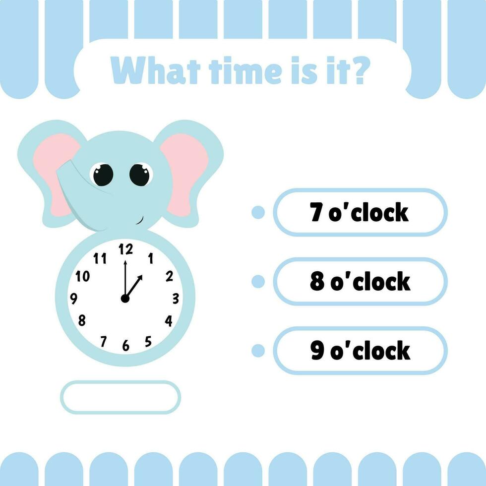 Learning time game on the clock. vector