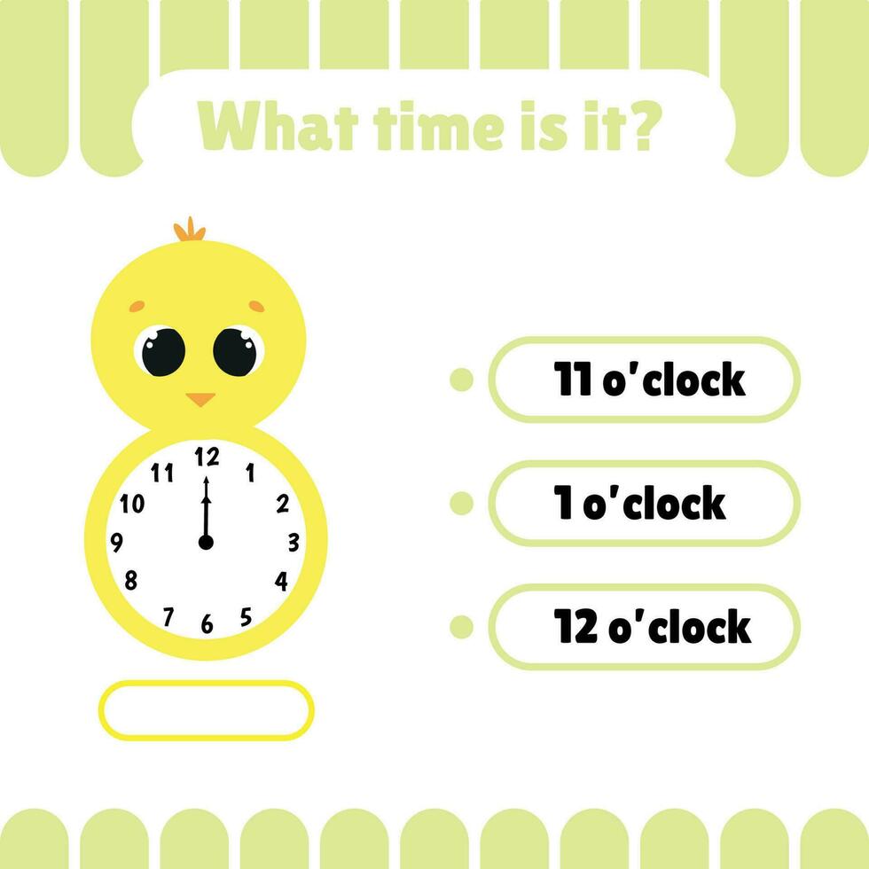 aprendizaje hora juego en el reloj. vector