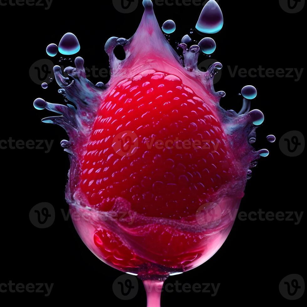 Amazing Raspberry with water splash and drops, photo