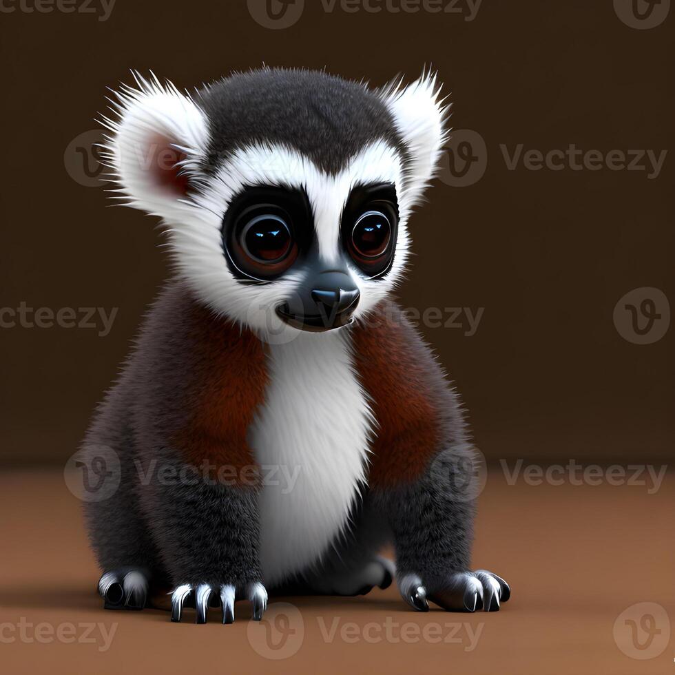 Cute tiny little lemur cub , photo