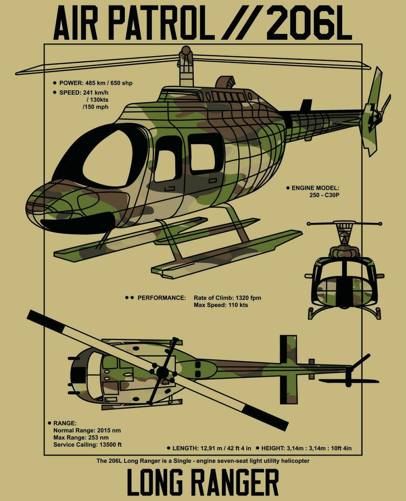 aire patrulla 206l largo guardabosque helicóptero vector