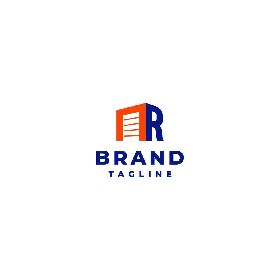 Simple Storage Door Beside Letter R Logo Design. Initial Letter R Next To Garage Door Icon Logo Design. vector