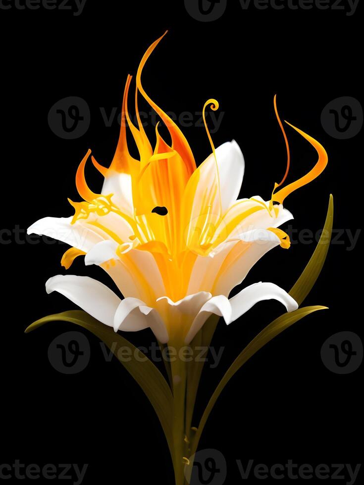 Illustration of a Lily in black background. photo