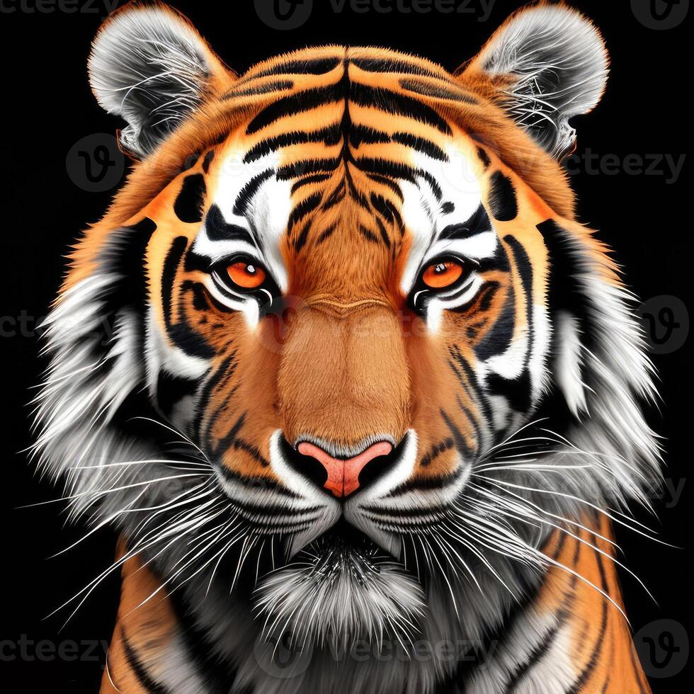 Face of a Tiger with a dark background. photo