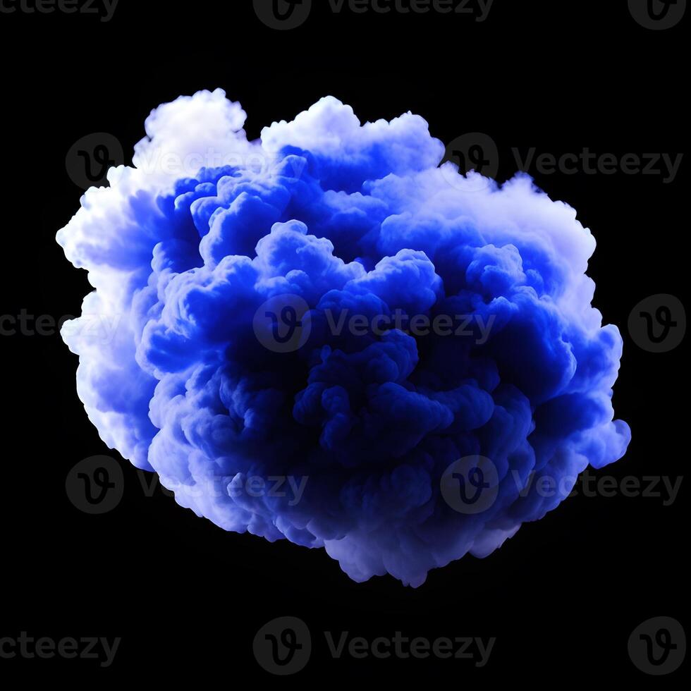 Neon blue and purple multicolored smoke puff cloud , photo