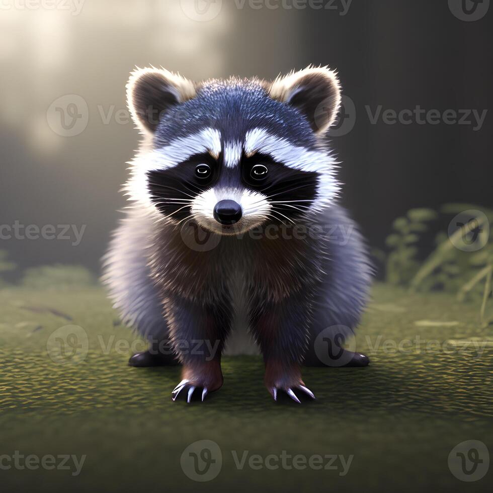 Cute tiny little Raccoon cub , photo