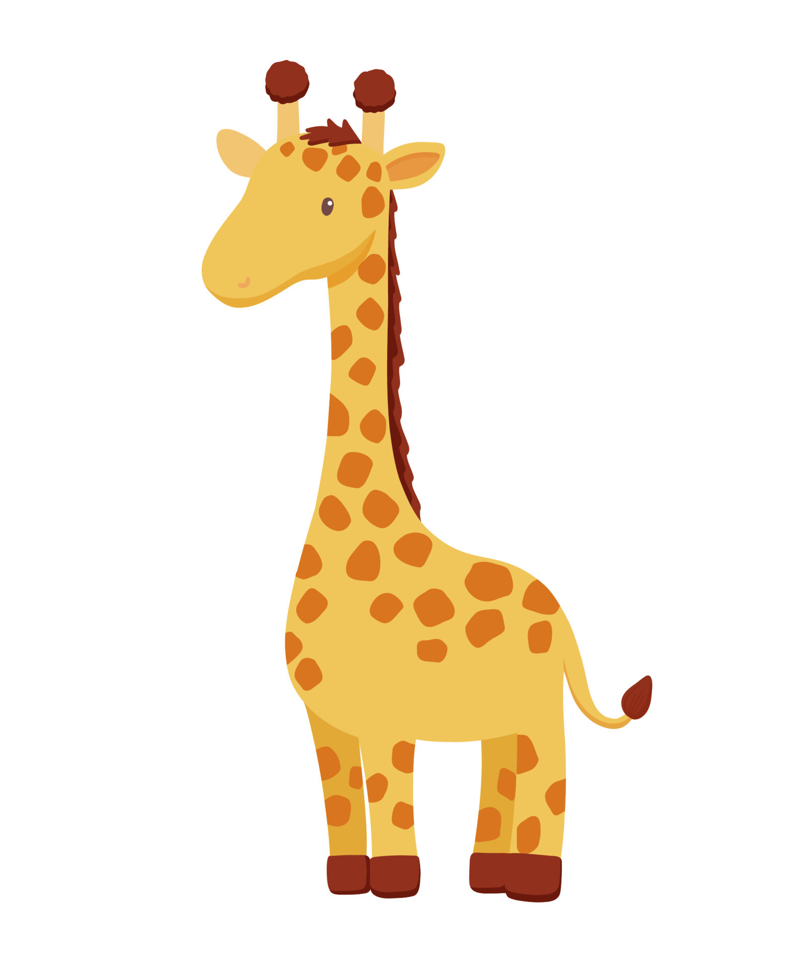 Cute giraffe in cartoon style. Drawing african baby wild animal