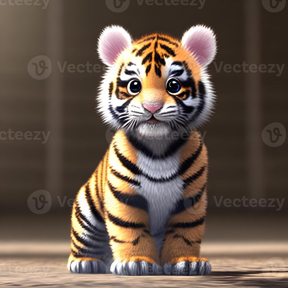 Cute tiny little tiger cub , photo