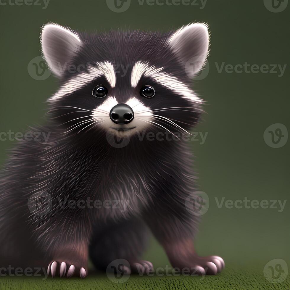 Cute tiny little Raccoon cub , photo