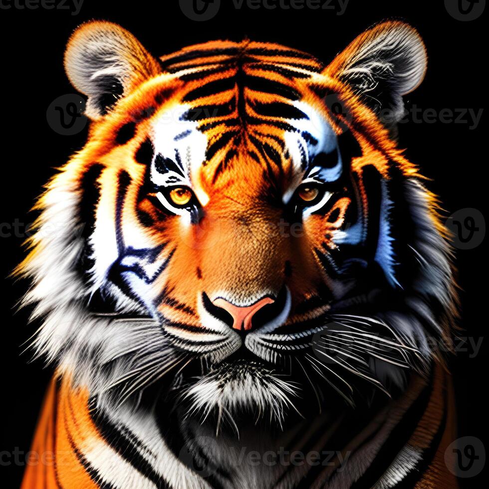 Face of a Tiger with a dark background. photo