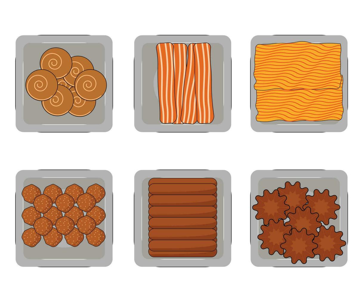 Vacuum Food set  Meat, Poultry, Seafood vector