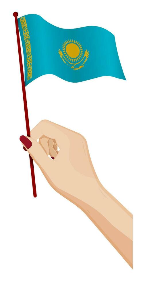 bandera de república de Kazajstán en estático posición y en movimiento, revoloteando en viento en exacto colores y tamaños, en blanco antecedentes vector