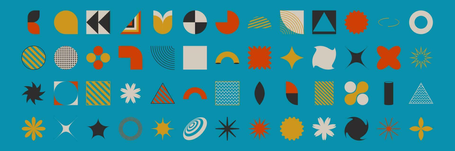 Modern geometric silhouette figures and shapes. Brutalism basic elements. Bauhaus retro design. vector