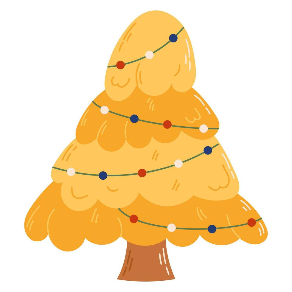 árbol de navidad con adornos. concepto de celebración de navidad y año nuevo. bueno para tarjetas de felicitación, invitación, banner, diseño web. vector