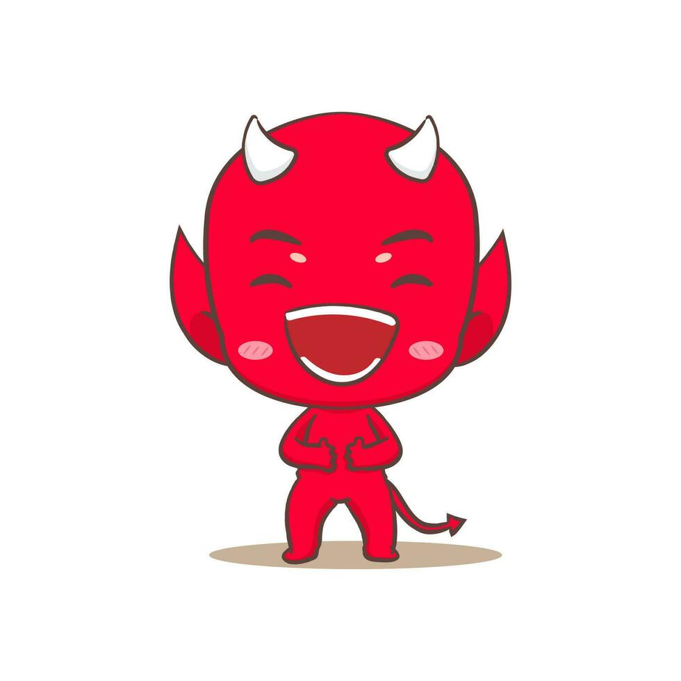 Cute red devil laughing Cartoon Character. Halloween and monster Concept design. Isolated Flat Cartoon Style. Vector art illustration
