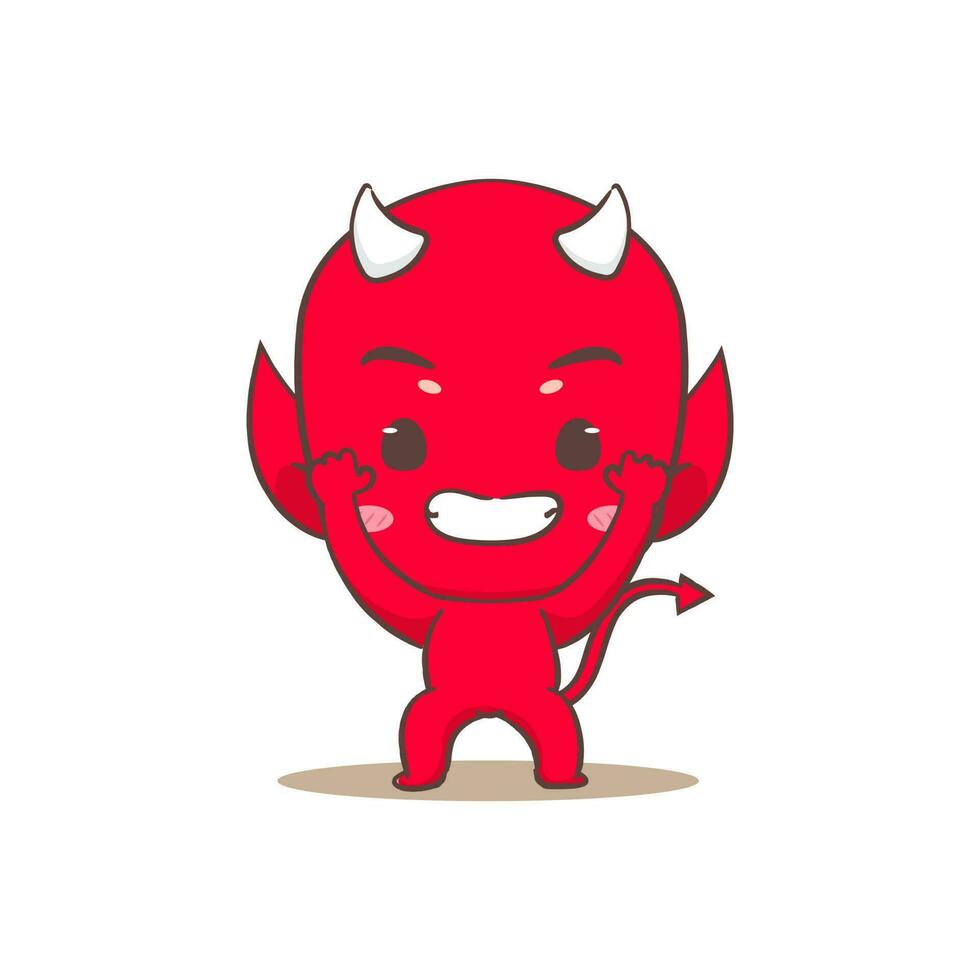 Cute red devil Cartoon Character. Halloween and monster Concept design. Isolated Flat Cartoon Style. Vector art illustration