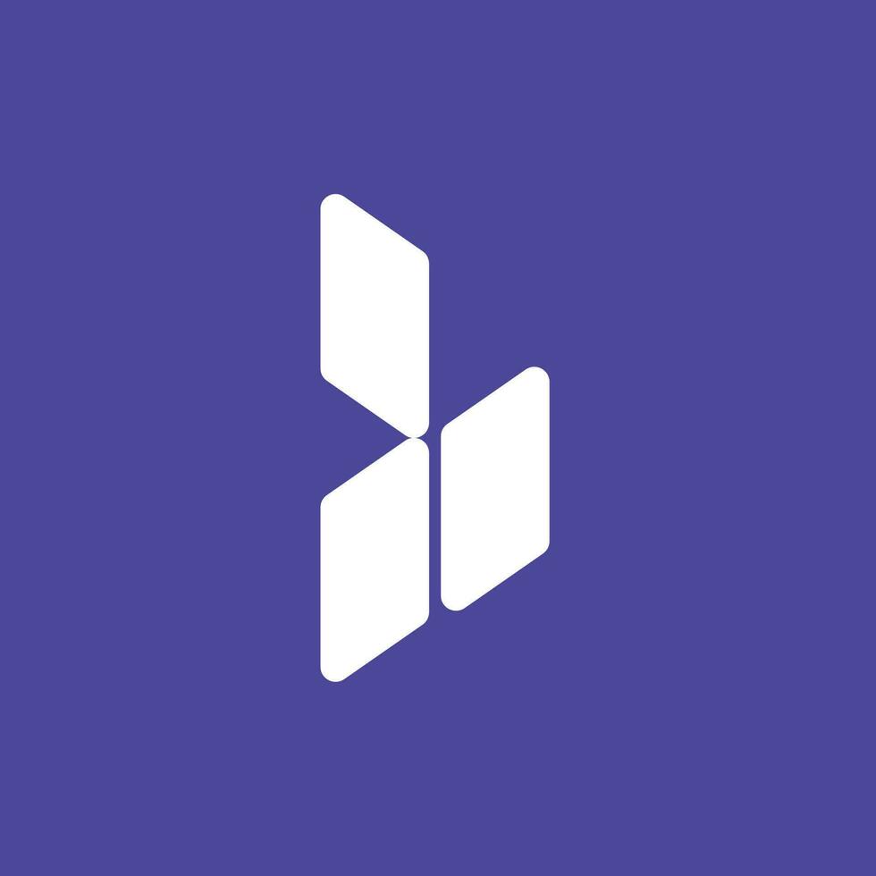 Abstract letter B vector logo made from rounded parallelograms. Geometric shapes alphabet icon logo. Suitable for apps, brand, company, office, product, business, and organization.