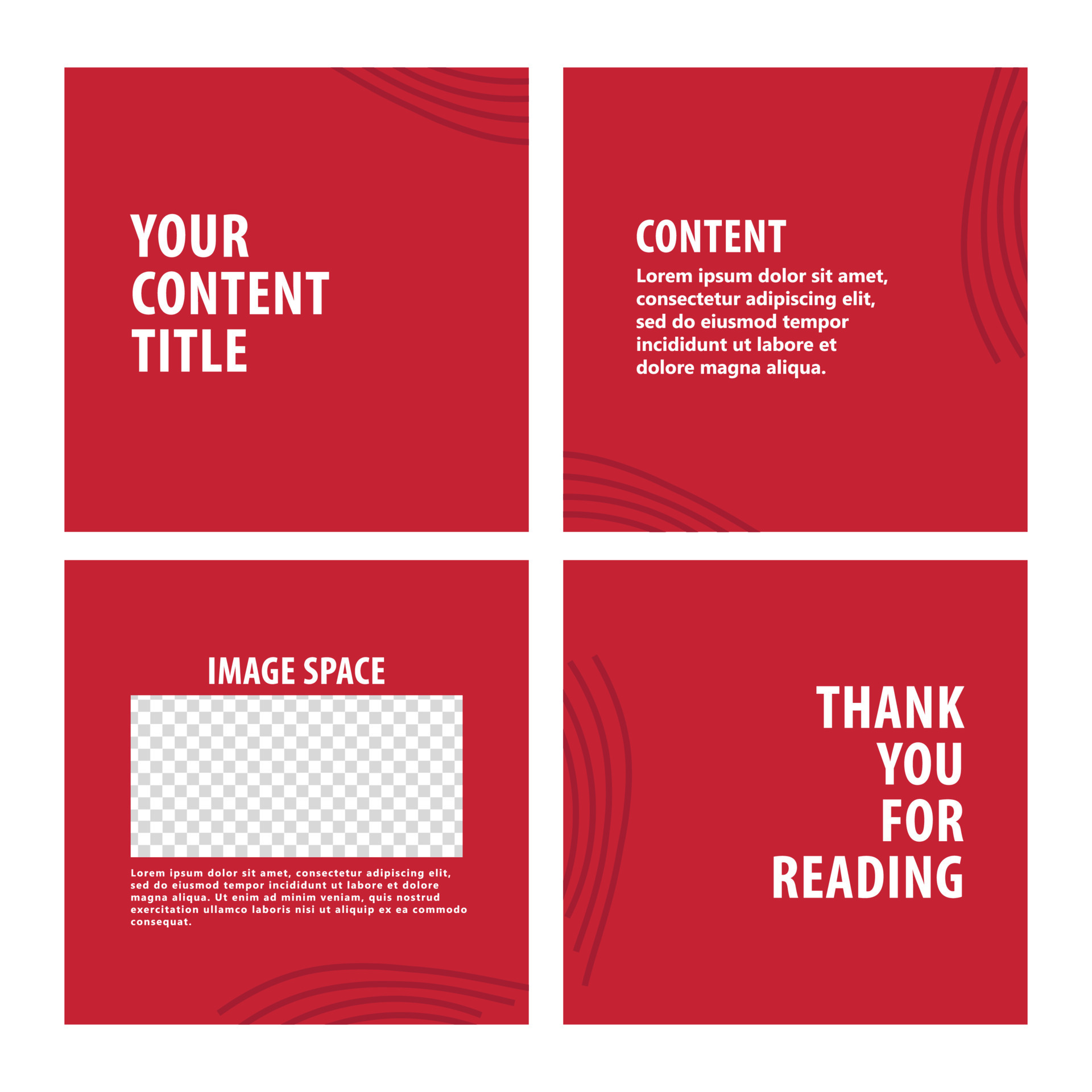 Maroon red colored social media template with curvy lines decoration