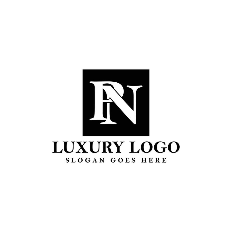 PN monogram vector logo. Serif letters logo within a square. Logo for luxury product, brand, media, event, personal, company, business, and organization