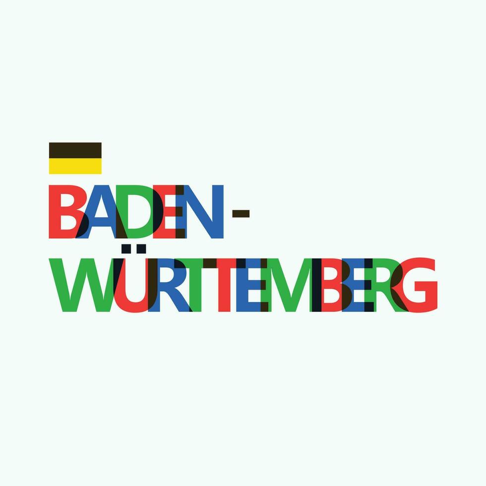 Baden-Wurttemberg vector RGB overlapping letters typography with flag. German state logotype decoration.