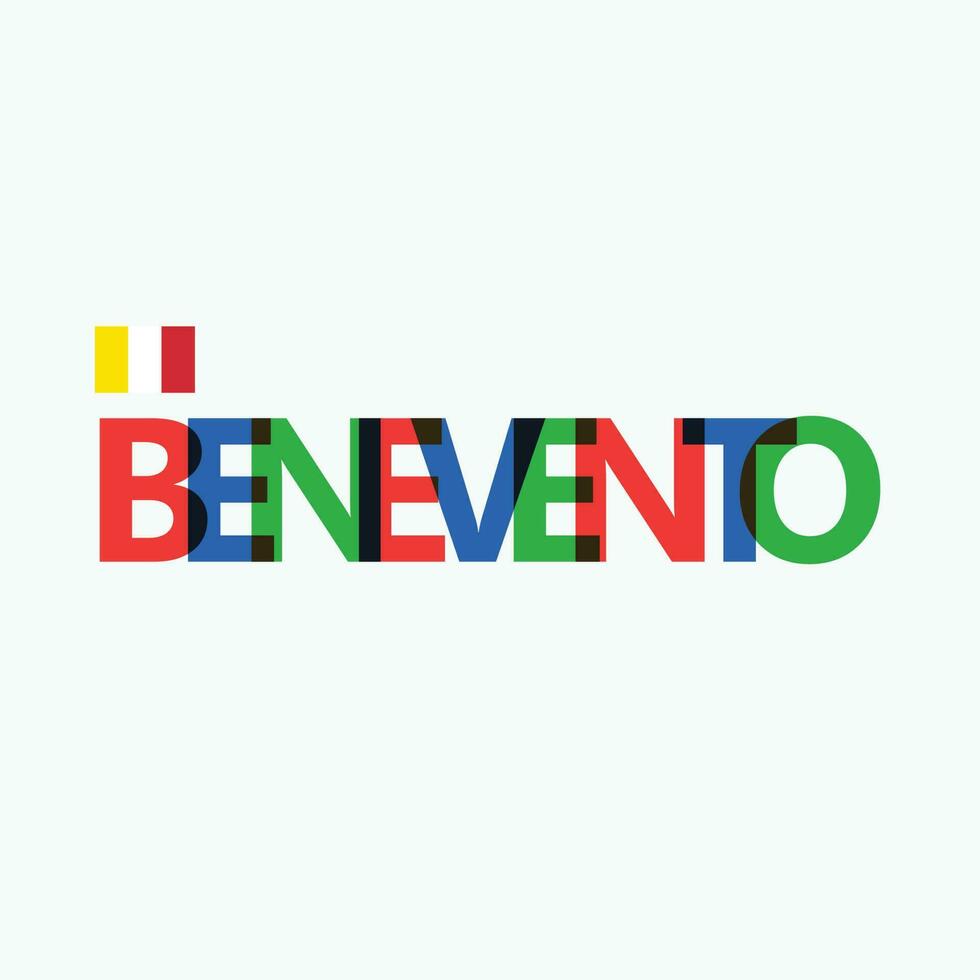 benevento vector rgb superposición letras tipografía con bandera. de italia ciudad logotipo decoración.