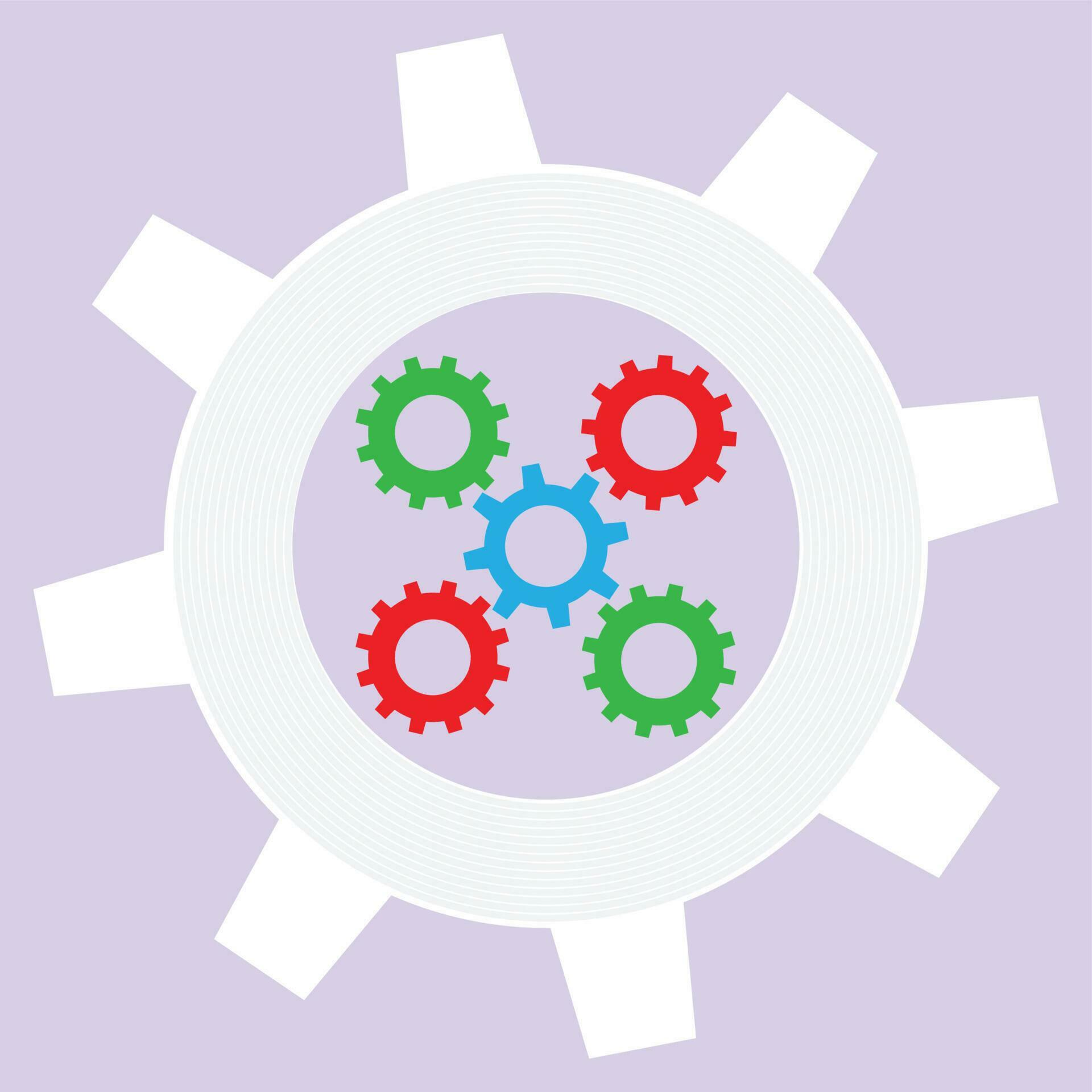 Operation mechanism flat. Industry technical system with cogwheel, work