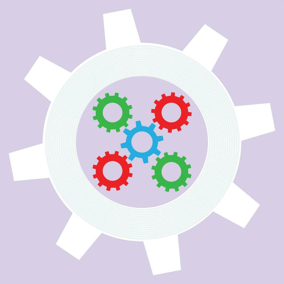 Operation mechanism flat. Industry technical system with cogwheel, work and do business pdca. Vector illustration