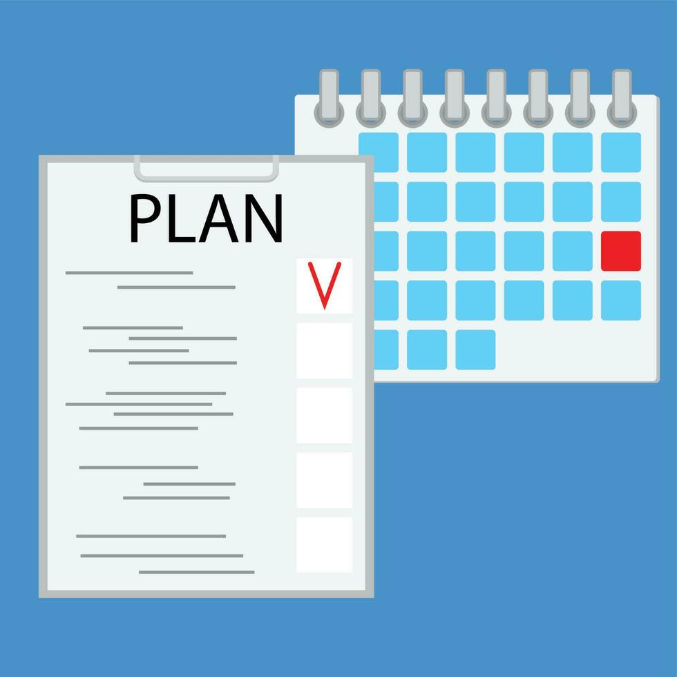 Planning day work flat. Business work every day schedule. Plan day illustration vector