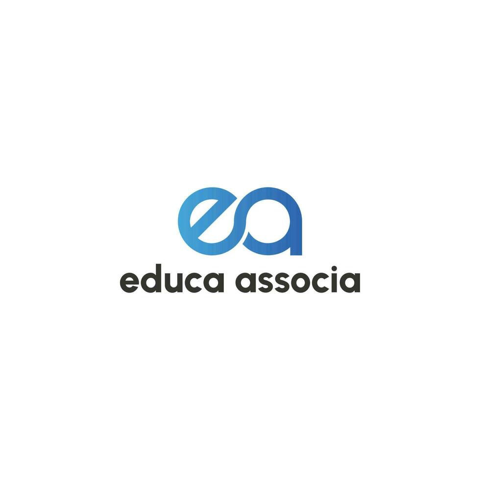 resumen inicial letra ea o ae logo en azul color aislado en blanco antecedentes. inicial letra ea vinculado circulo minúsculas monograma logo azul. letra ea para educación academia logo. vector