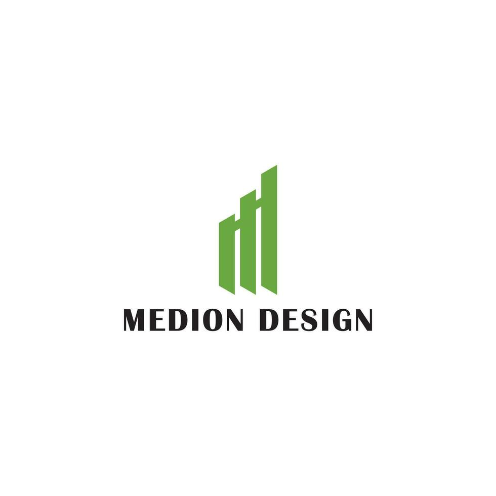 Abstract initial letter MD or DM logo in green color isolated in white background. Initial Letter MD Logo. Geometric Hexagonal Line isolated. Usable for Business, Building, and Technology Logos. vector