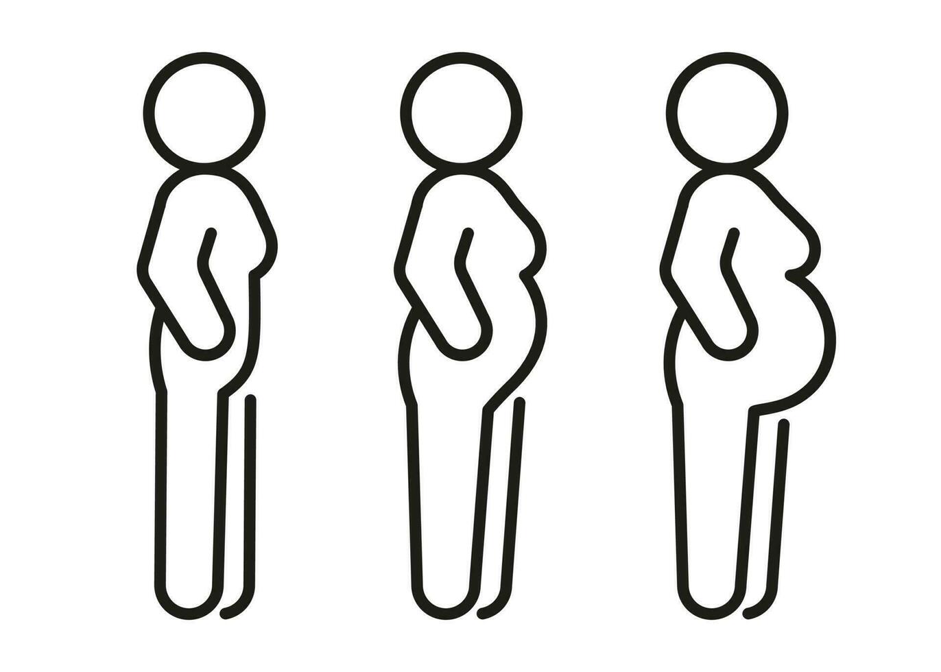 Pregnant woman with growth belly, line icon. Prenatal period, pregnancy. Motherhood, parent in expecting baby. Black color linear sign. Vector outline