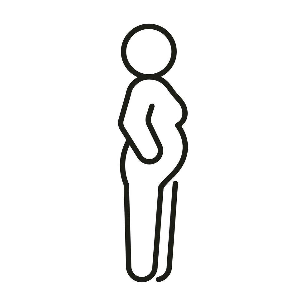 Pregnant woman with belly, line icon. Prenatal period, pregnancy. Motherhood, parent in expecting baby. Black color linear sign. Vector outline illustration