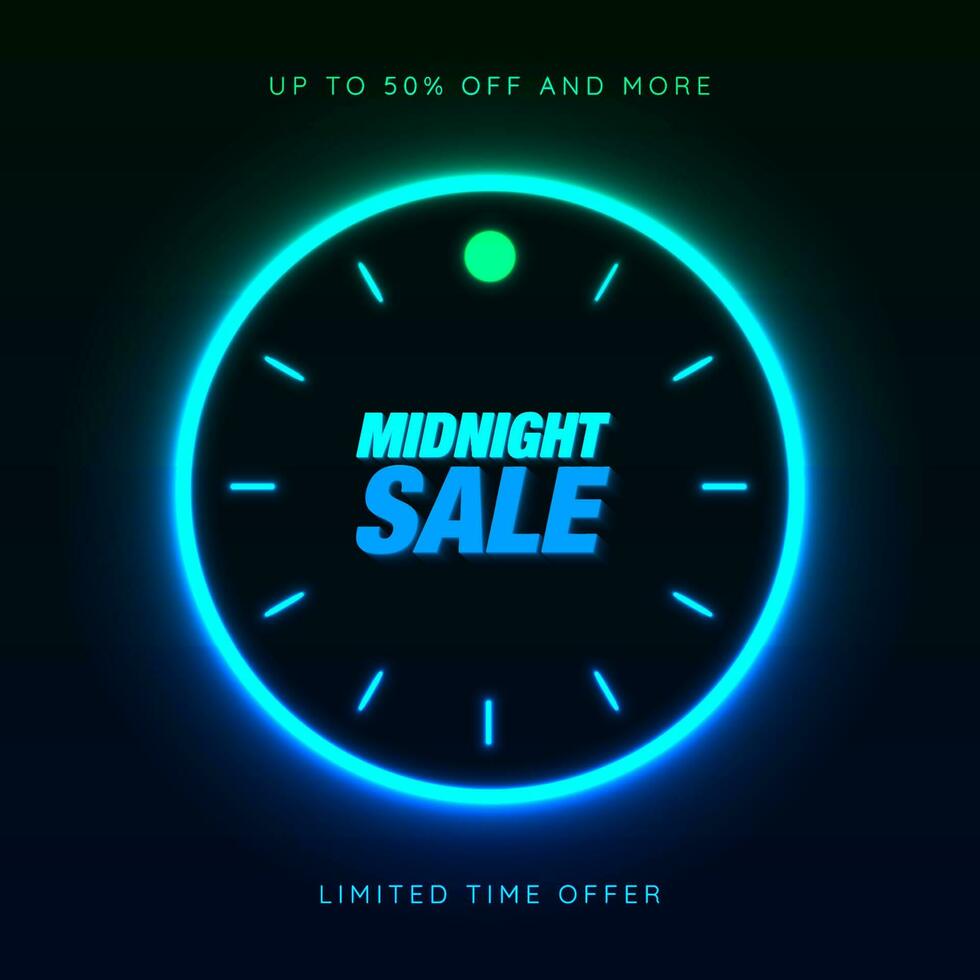 Glowing Clock Midnight Sale Poster vector