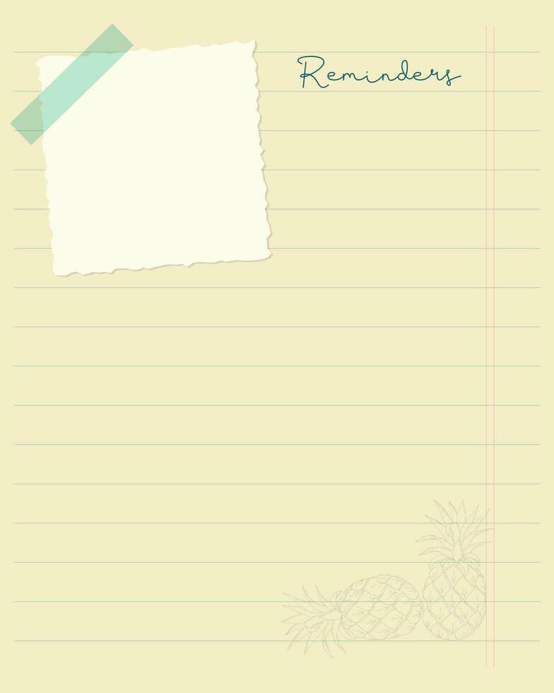 Reminder sheet template, to do list, note planner, scrapbooking and