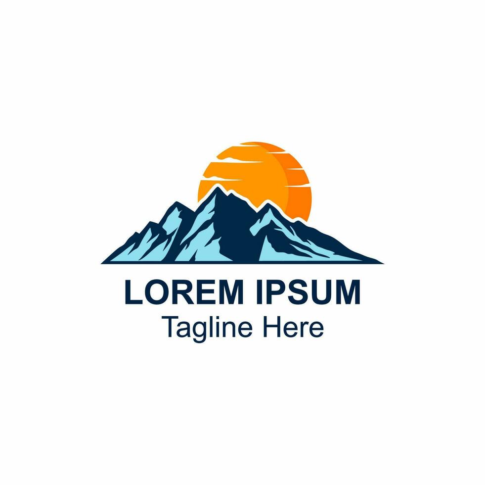 free vector mountain with sunset icon