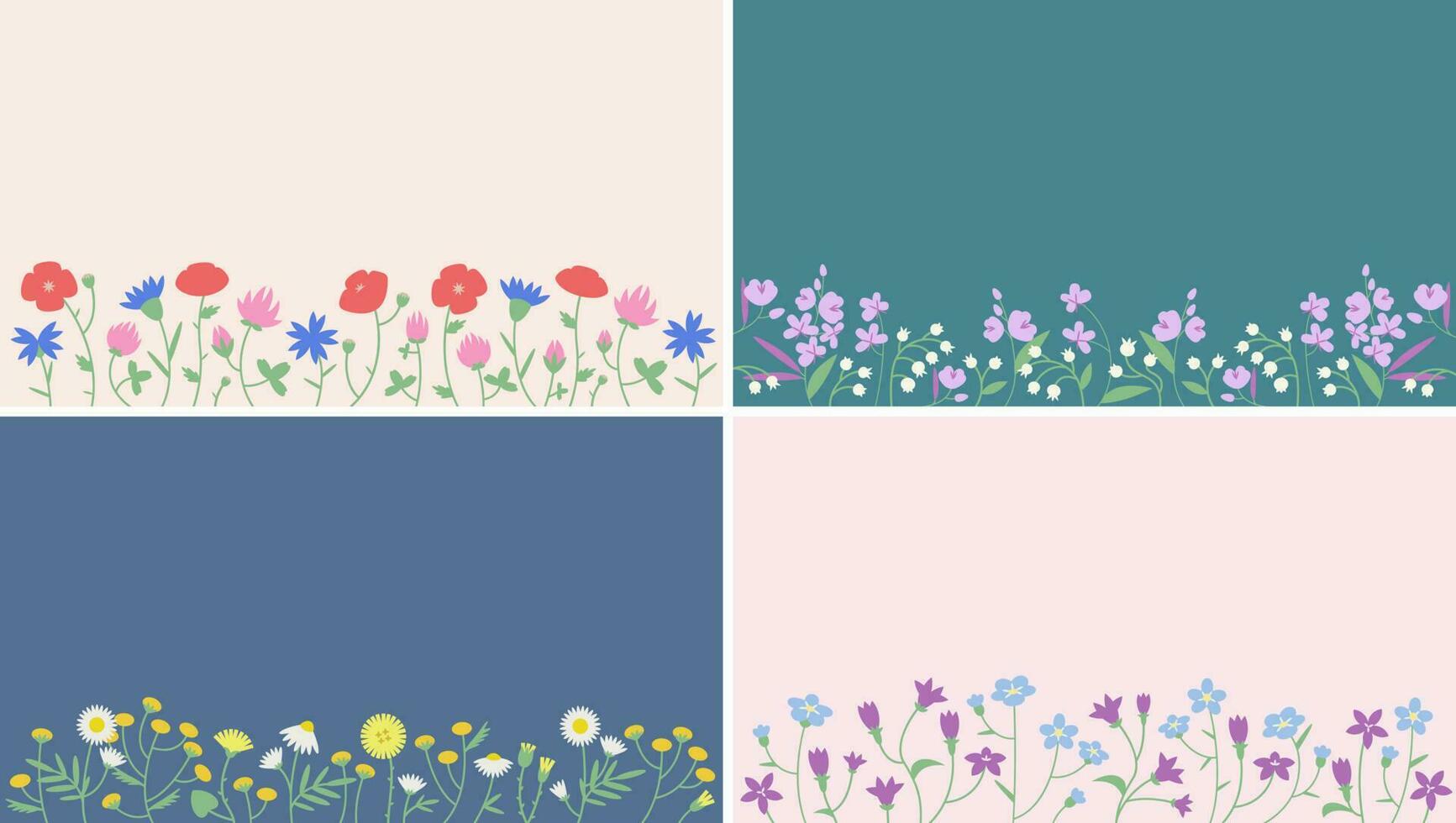 Set of banners with wildflowers. vector