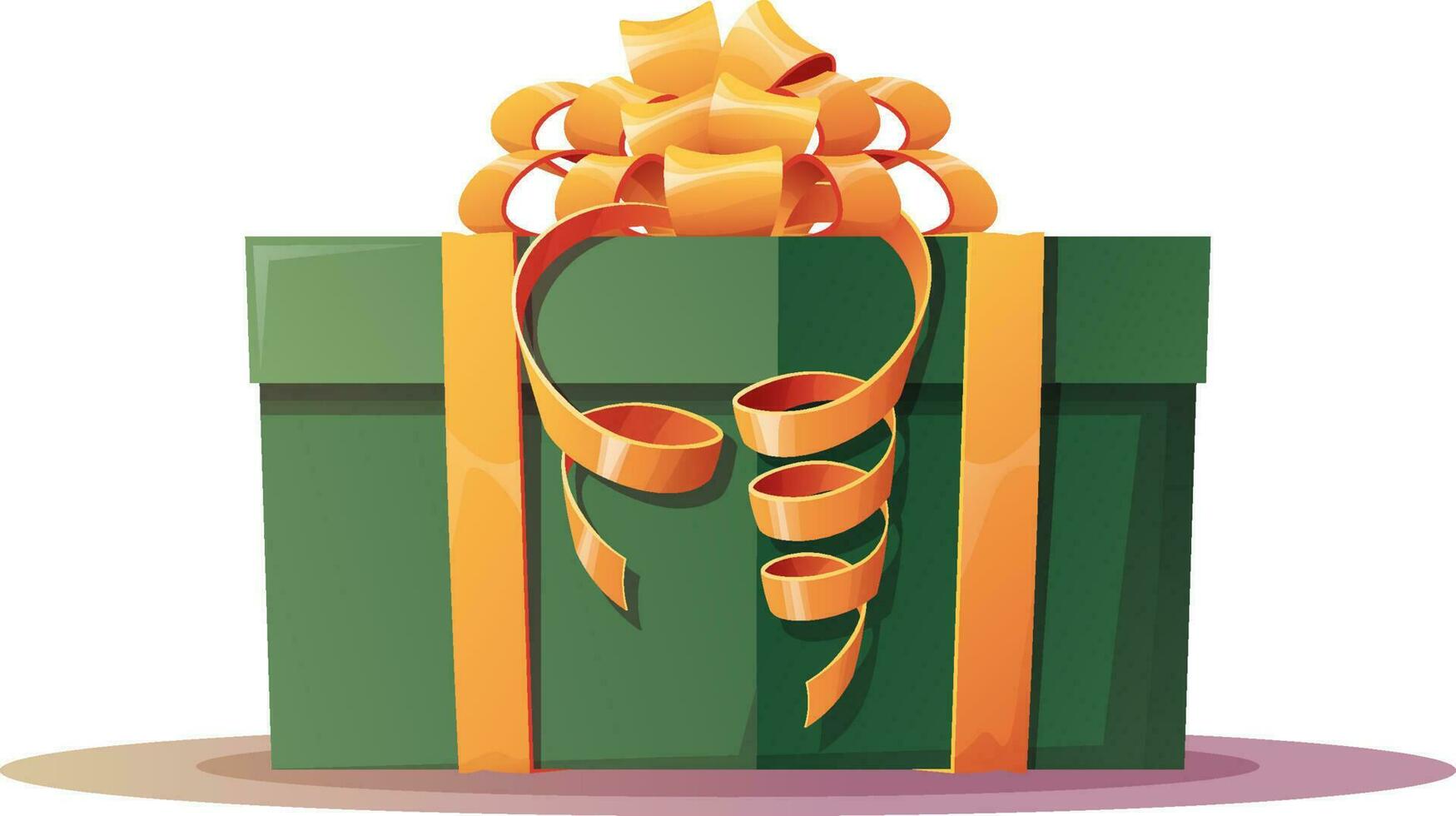 regalo con un hermosa arco en un aislado antecedentes. Navidad y nuevo año decoración. caja atado con un satín cinta. pegatina, regalo icono vector