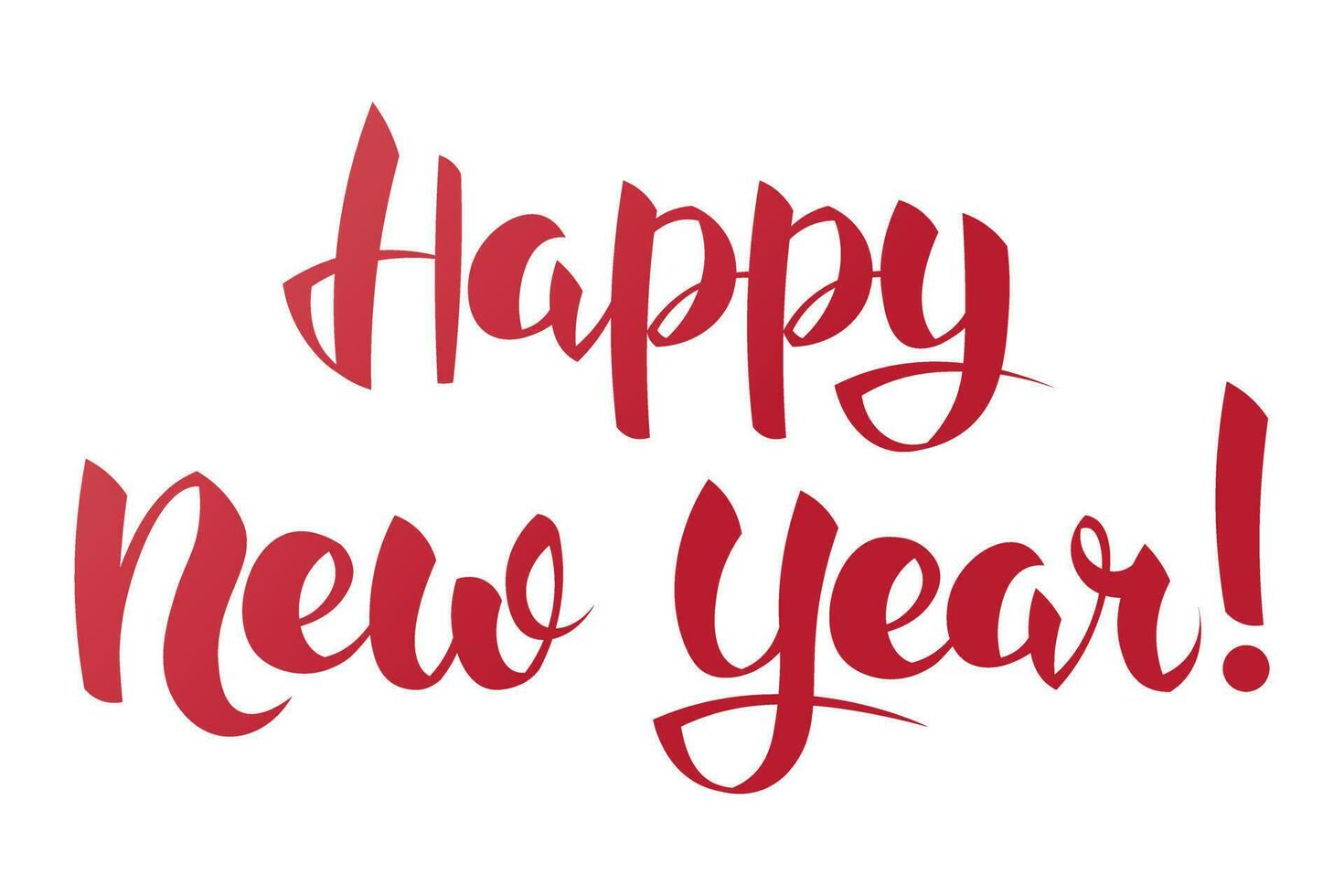 Happy new year handwritten lettering. Holiday greeting for stickers, cards, invitations. Text written by hand. vector