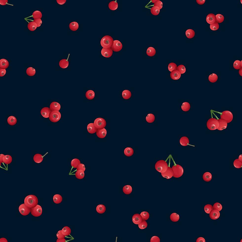 Christmas seamless pattern with holly berries on a dark background. Christmas mood. Suitable for wrapping paper, wallpaper, textile vector