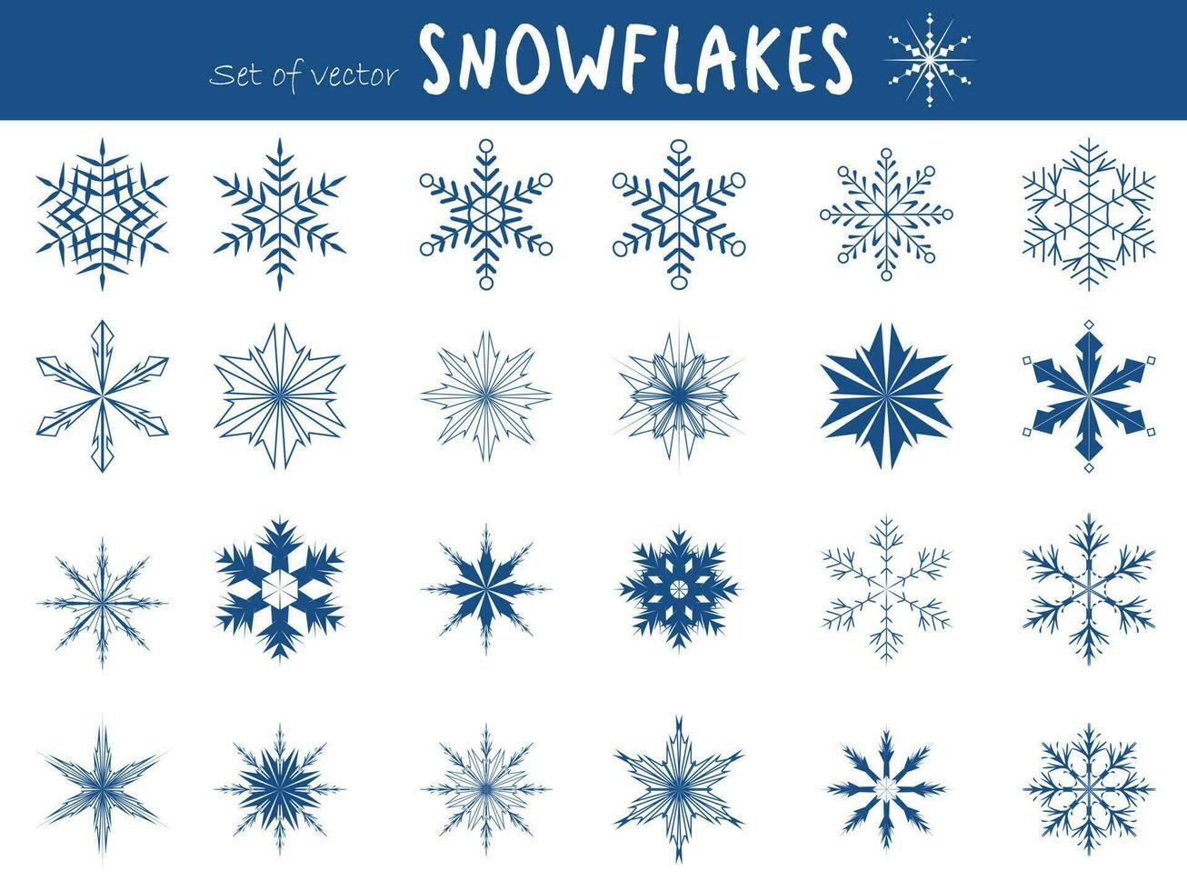 azul copos de nieve conjunto aislado en blanco antecedentes. nieve elementos para contento nuevo año y alegre Navidad Días festivos saludo tarjeta decoración. vector ilustración.